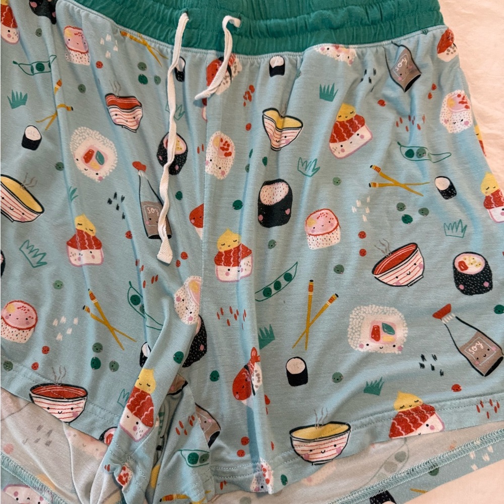 Little Sleepies Light Blue Sushi Print Short Bamboo Pajama Set GUC 0600 - Picture 3 of 9
